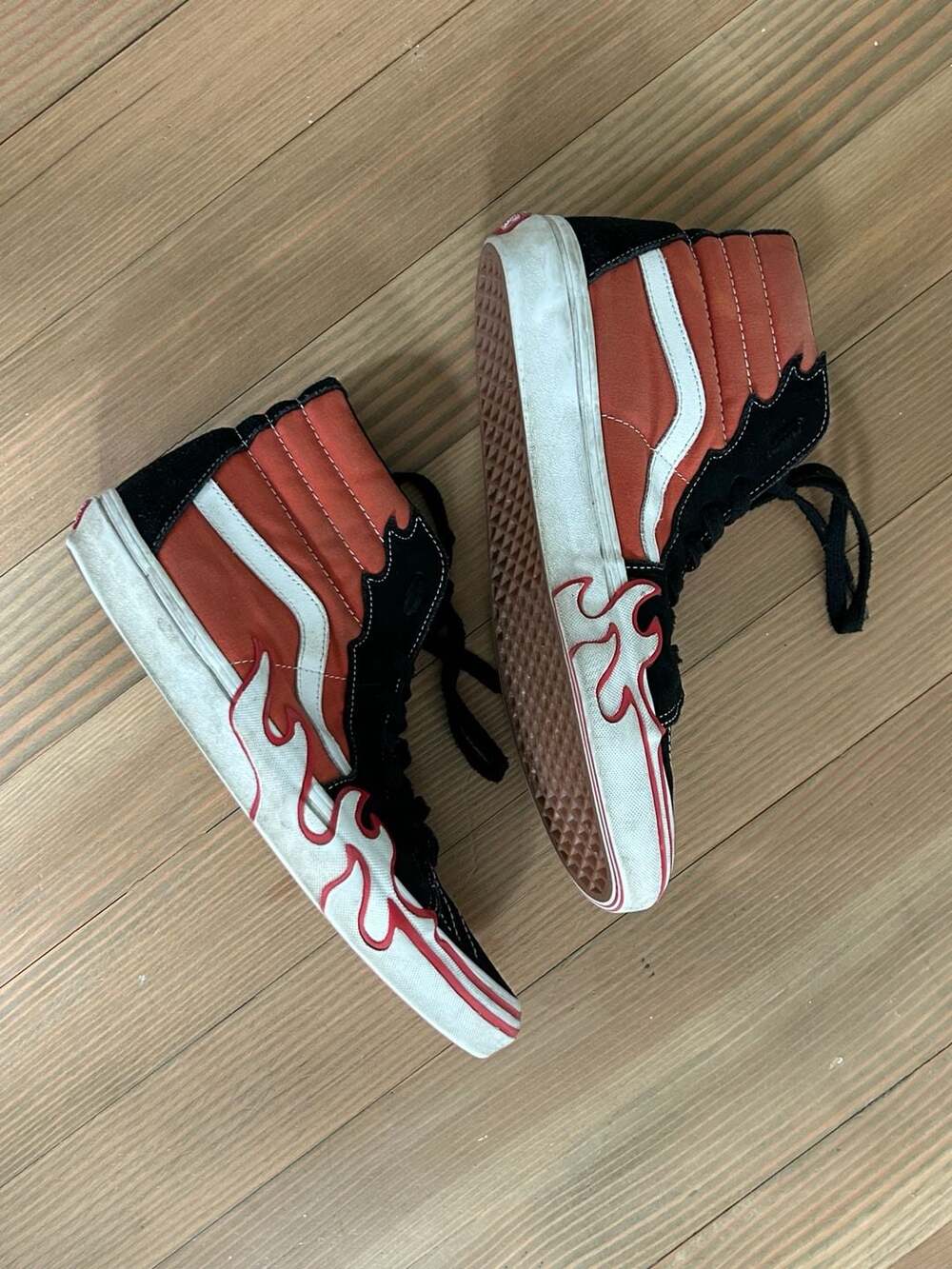 Vans Sk8-Hi Flame High Top Sneakers - Burnt Ochre/Black 11.5